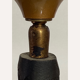 Pair vintage brutalist iron hammered floor or large table lamps, Germany.
