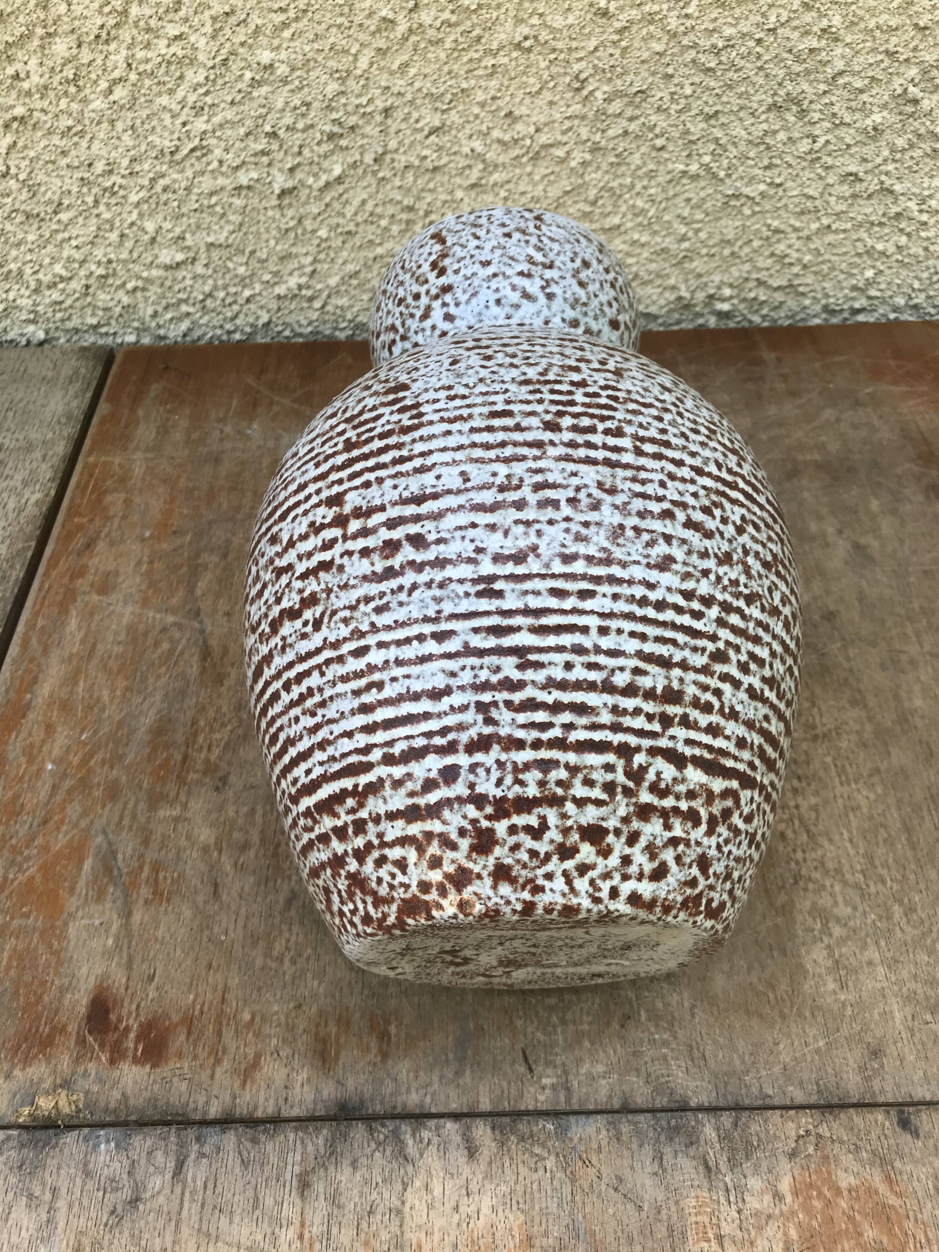 Old Ceramic Vase Brown Grey 70s Vintage