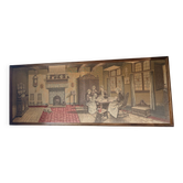 Large framed wall tapestry – Antique interior scene