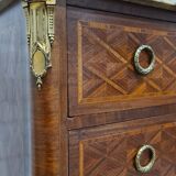 Commode marquetry style transition curved feet with marble top