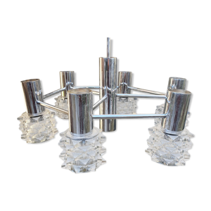 Suspension vintage chrome et verre