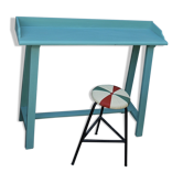 Console vintage vert menthe avec son tabouret