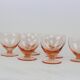 Set of 6 walking glasses in pink crystal, vintage, 1950, mid century