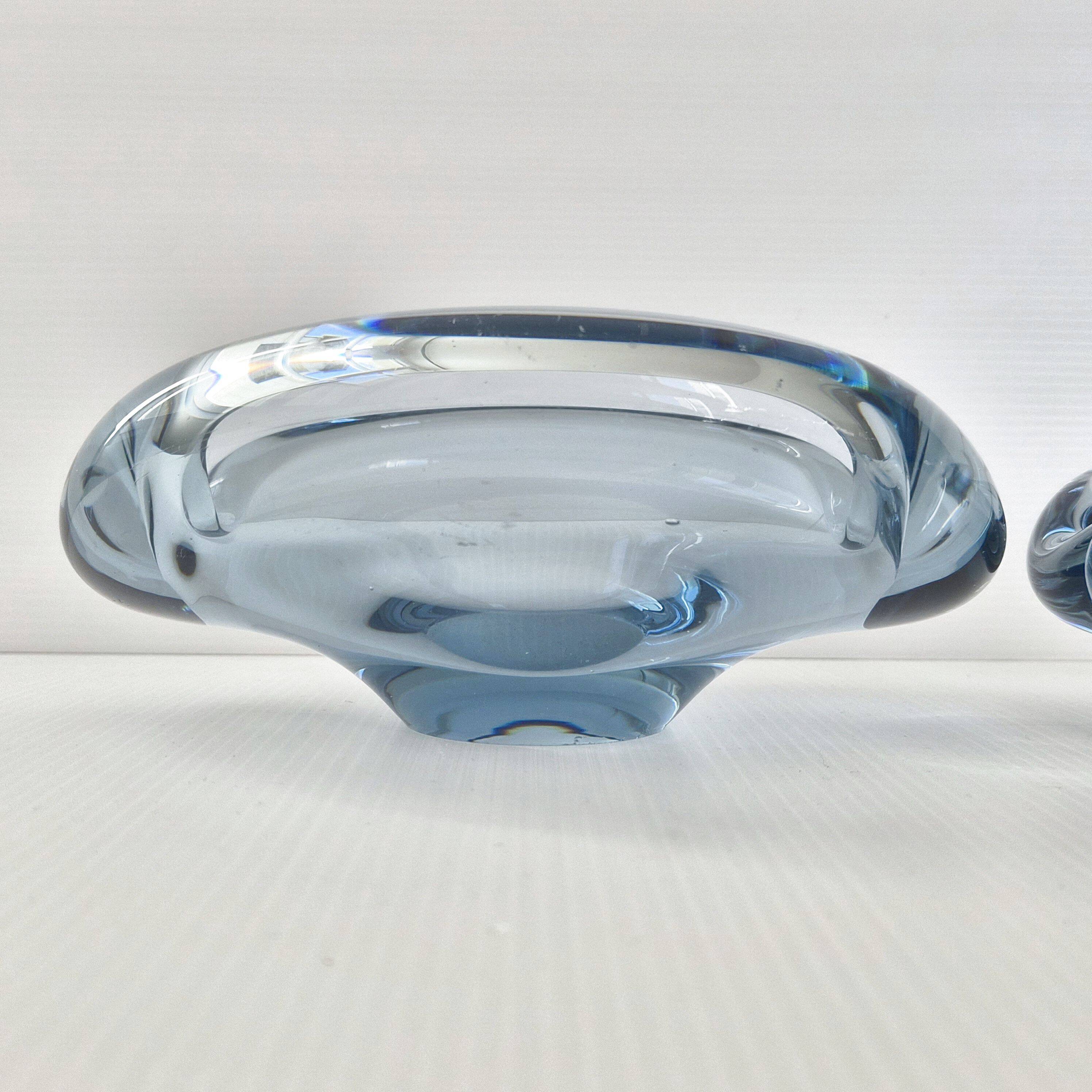 Set of 7 vintage Akva ashtrays by Per Lükten for Holmegaard 1950.