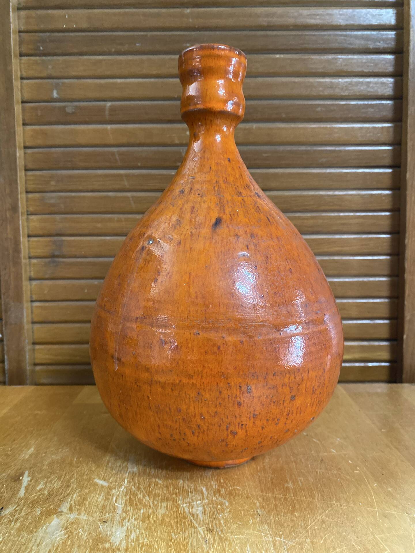 Old lamp base vallauris terracotta orange glazes vintage #e4