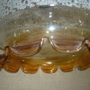 Chandelier in scratched glass and moiré rim
