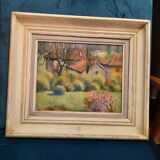 Oil on canvas landscape in the countryside