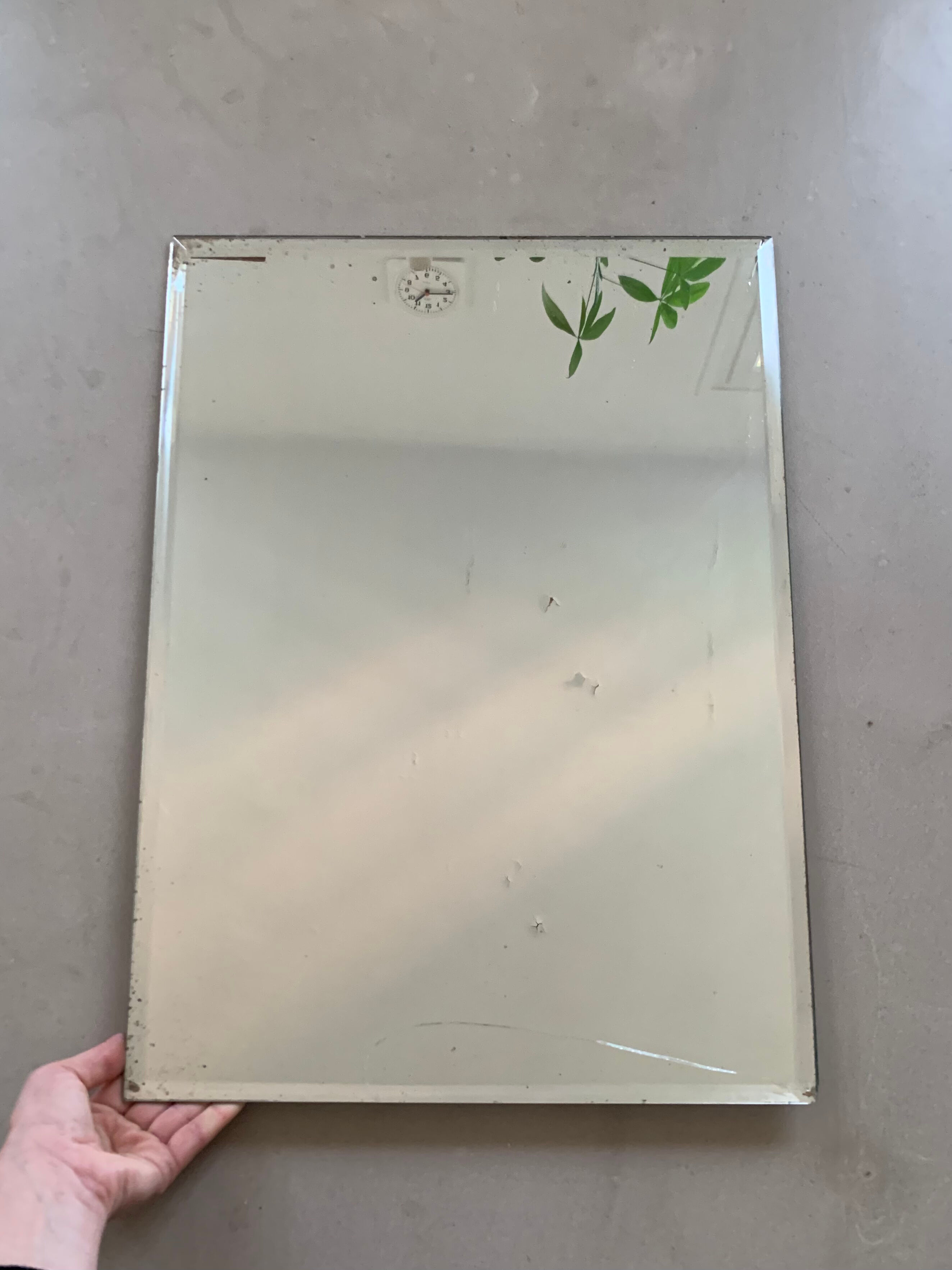 Antique beveled stitched mirror 38x54cm
