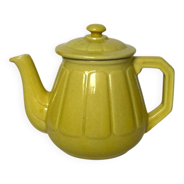 Théière vintage en céramique jaune
