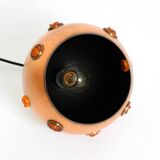 Original 1960s solid copper pendant lamp with orange synthetic glass stones