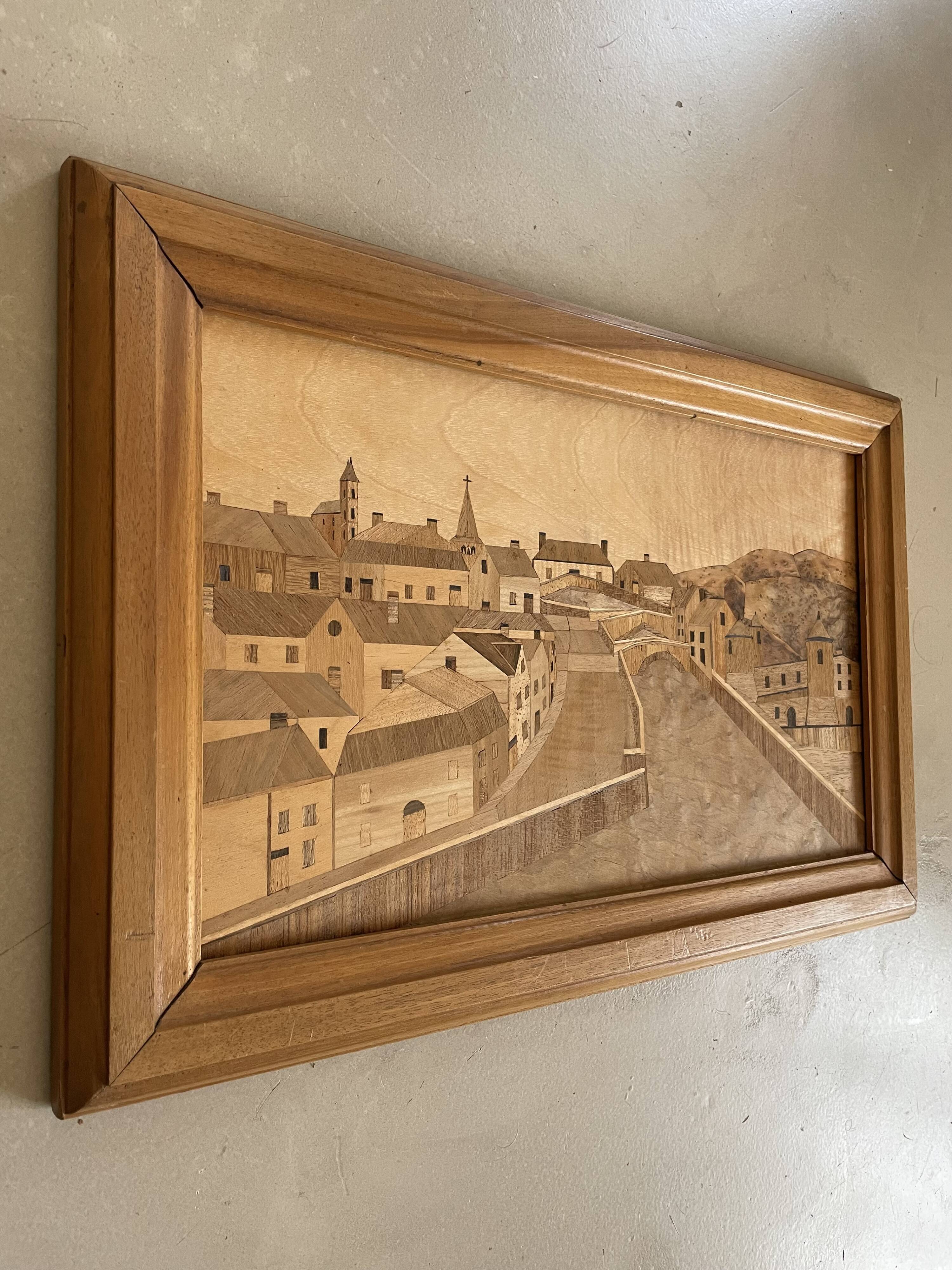 Wood marquetry table