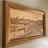 Wood marquetry table