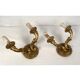 Pair of gilded wooden wall lights with two arms, early 20th century.