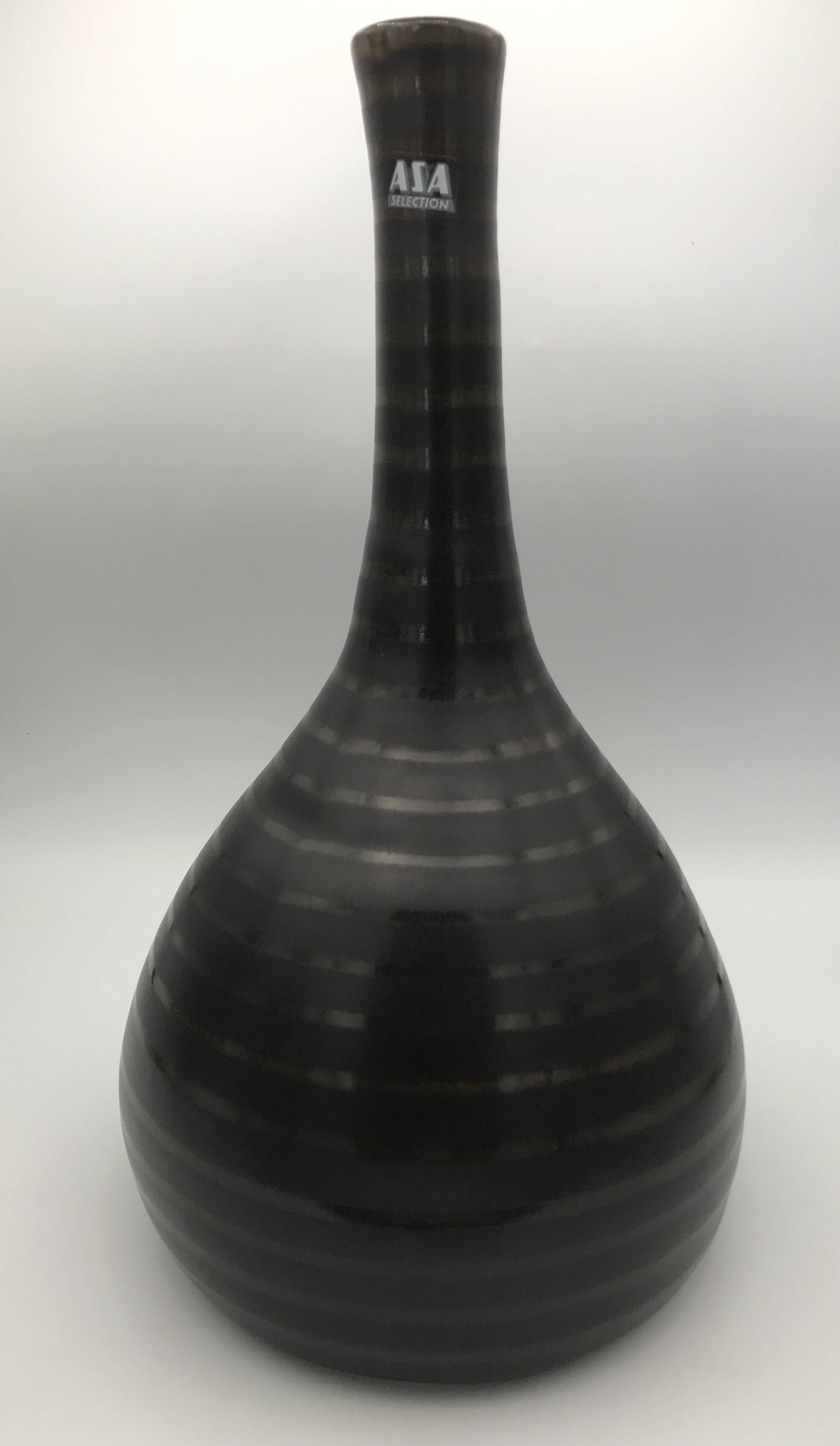 Vase in glazed ceramic with brown and brown striped design by asa sélection