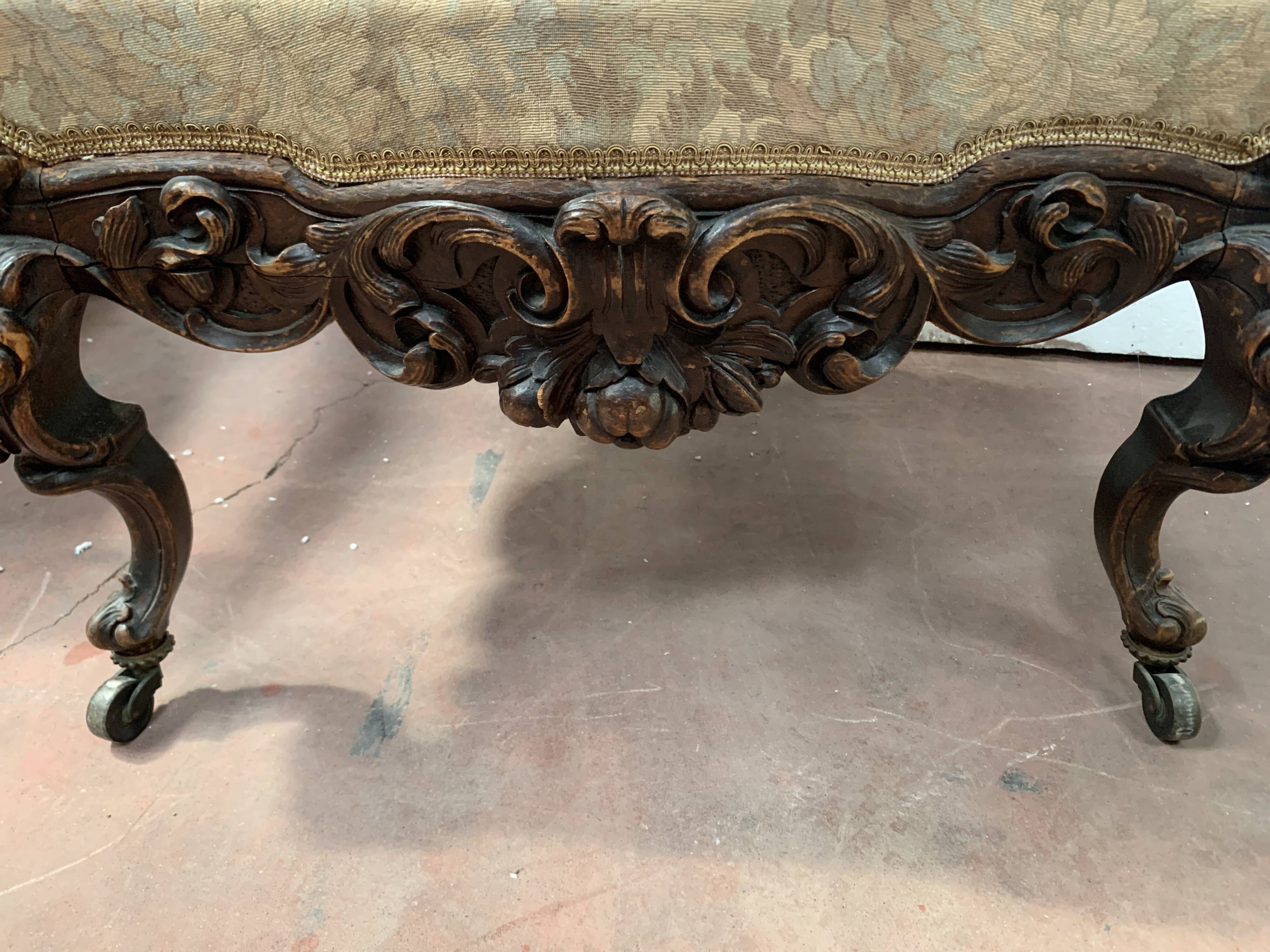 Richly carved Napoleon III ceremonial armchair