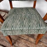 Pair of 50s Bridge armchairs vintage zebra pattern green