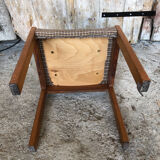 Set of 3 vintage 60s wooden fabric and tile chairs