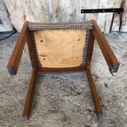 Set of 3 vintage 60s wooden fabric and tile chairs