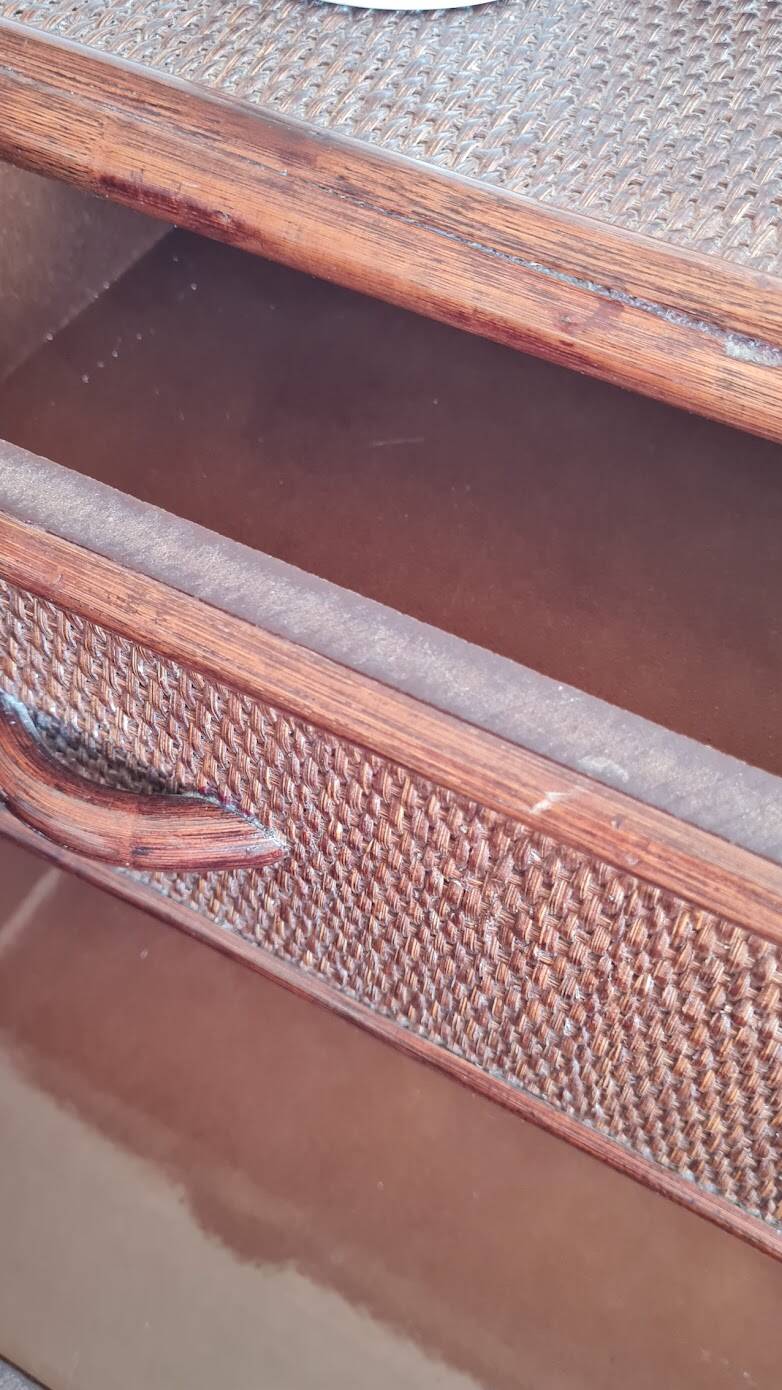 Commode en rotin vintage circa années 70