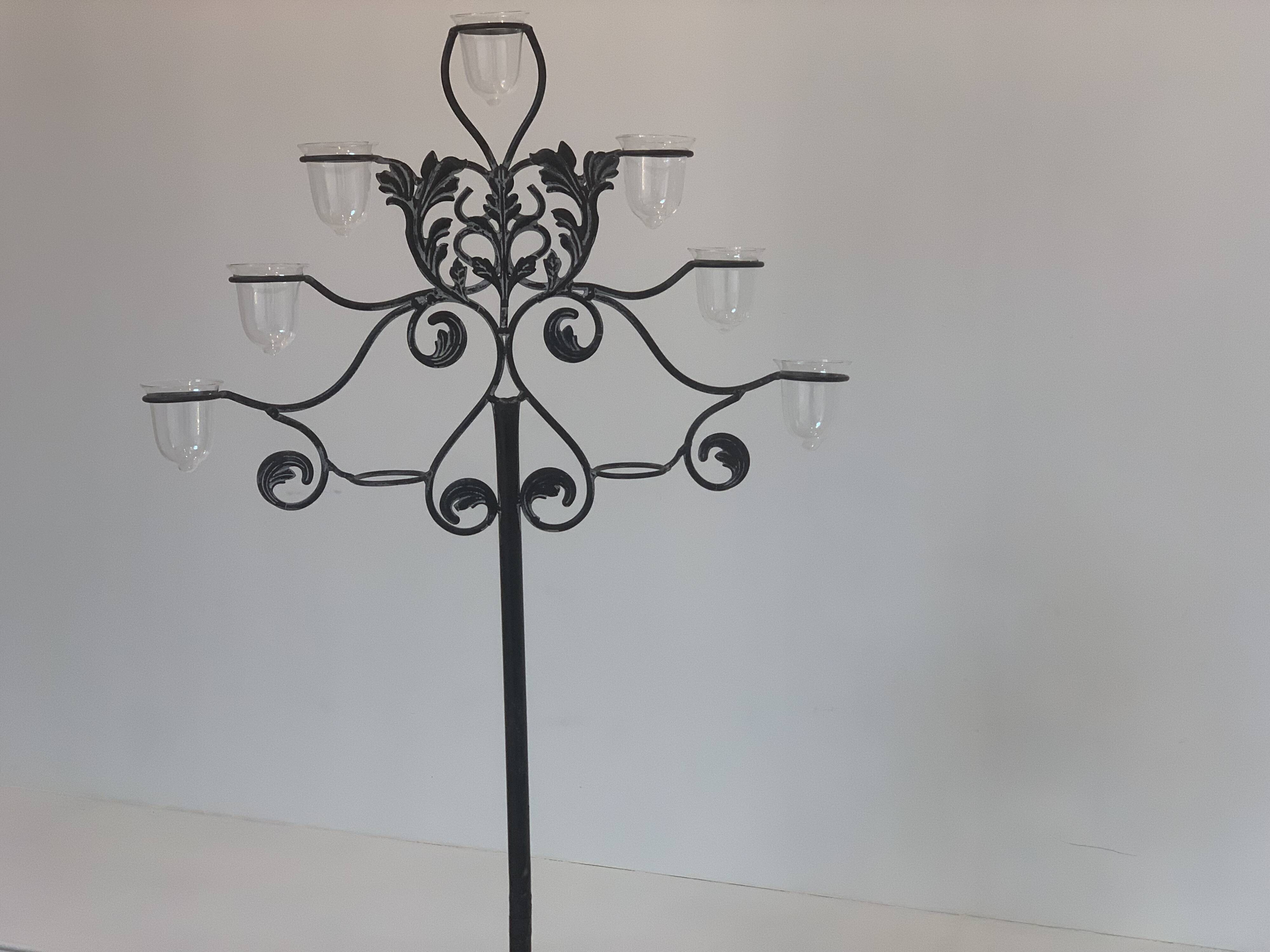 Large black wrought iron floor candelabrum (H150 cm) – Classic & Roman style