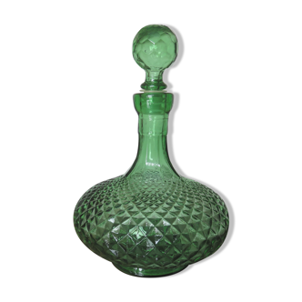 Carafe empoli made in italy verre pointe de diamant années 60 70