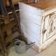 Antique patinated sideboard – chic country spirit – White patina with a lime effect