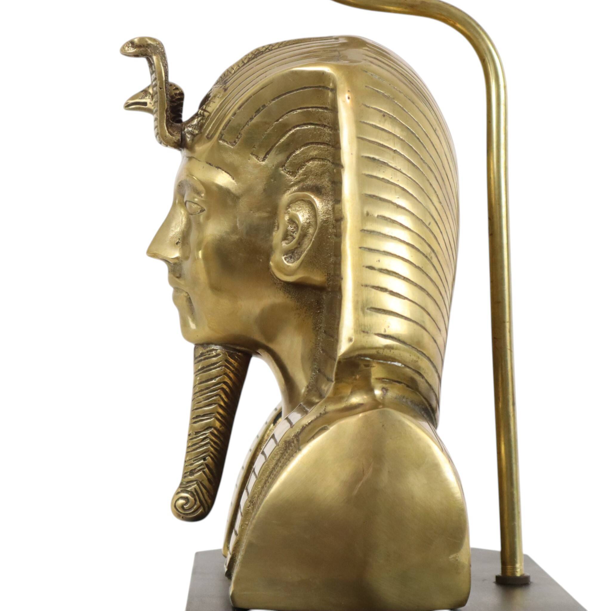 Vintage Brass Pharaoh Table Lamp Hollywood Regency 56cm
