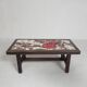 Square tile table from Vallauris, signed Dan with an image of a fantastic bird, 1960s.