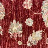 Tapis Zeigler en laine rouge fait main, motif floral, pour salon et séjour, 144 x 190 cm