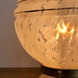 Vintage globe table lamp in pink Clichy glass