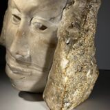 Marble bust/mask sculpture, Georg Glaser "Woman's Face" ca 1980
