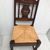 Set of 6 vintage straw and turned wood chairs