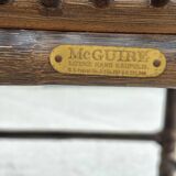 Set of 4 vintage McGuire rattan chairs with cushions.