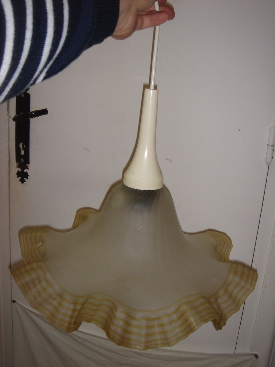 Hanging lamp in opaline opaque transparent glass of 1960