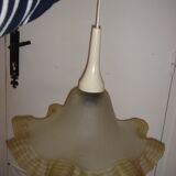 Suspension en verre opaline transparent opaque de 1960