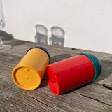 80s multi-colored salt and pepper shakers