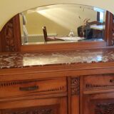 Art Deco Buffet 1930 – Red Marble Top & Sculptures – Excellent Condition