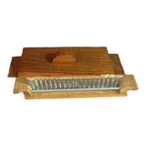Beurrier en verre moulé bois inox art déco