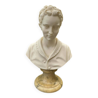 Alabaster bust of a woman signed Arnaldo Giannelli.