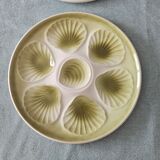 Lot of 8 vintage oyster plates moulin des loups - sage green - fran