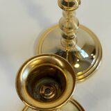 Pair of vintage golden metal candle holders