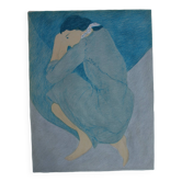 Lithograph signed numbered young woman 1986 pierre boncompain