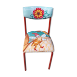 Schoolboy chair lined with colorful fabric