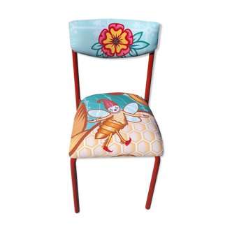 Schoolboy chair lined with colorful fabric
