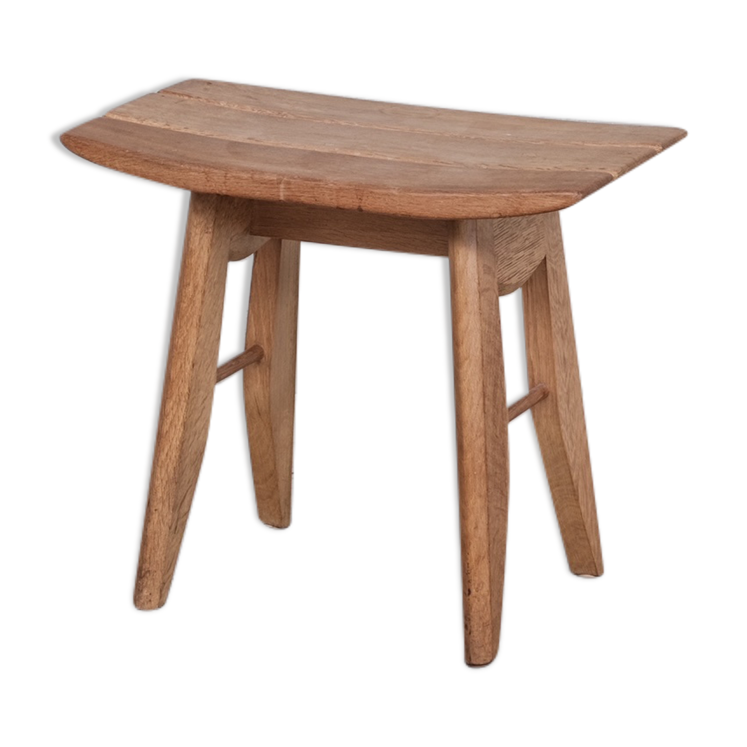 Guillerme et chambron oak french mid-century stool