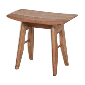 Guillerme et chambron oak french mid-century stool