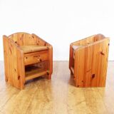 Pair of solid pine bedside tables 1970