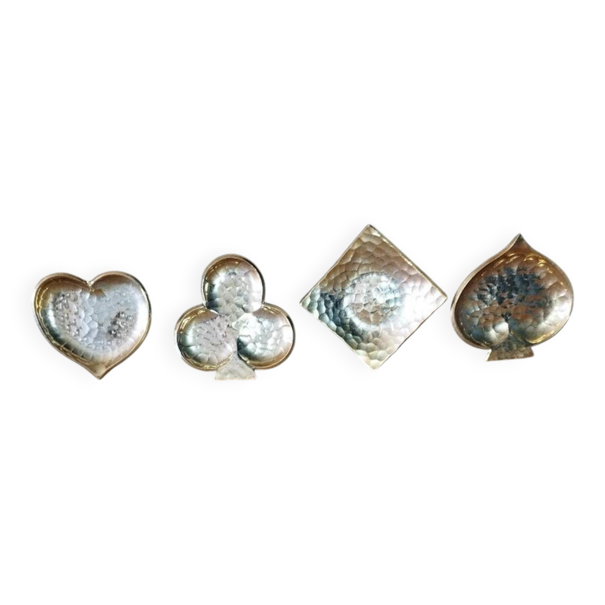 Set of 4 Jie Gantofta enamelled brass ashtrays – playing cards – desi