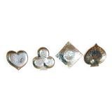 Set of 4 Jie Gantofta enamelled brass ashtrays – playing cards – desi