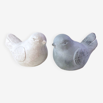 Couple d'oiseaux décoratifs en céramique
